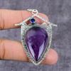 Natural Sage Amethyst, Topaz Handmade 925 Sterling Silver Pendant 2.17" L7K15