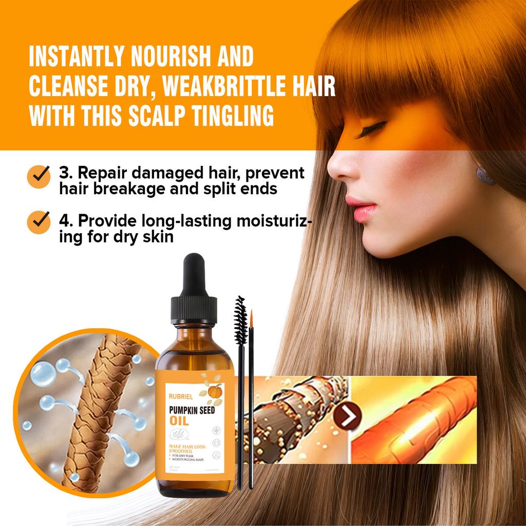 RUBRIEL Pumpkin Seed Oil Hair Treatment Nourishing Lash Serum Repair Dry Frizz Strengthen