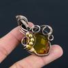 Citrine Gemstone Handmade Pure Copper Wire Wrapped Pendant Jewelry For Memorial Day