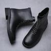 New Boots Chelsea Leather Men Ankle Shoes Wedding Dress Formal Men's Business Autumn Winter Slip-on Zip Height Increase Sole 6cm