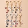 Pretty Rhinestones Flower Keychain Women Girls Pearl Key Ring Pendants for Handbag Decor DIY Handmade Key Chain Gifts