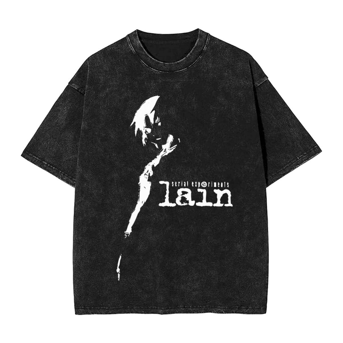 

Tee Shirt Homme Graphic TShirts Men Tshirt for Men Ropa Hombre Serial Experiments Lain Washed Sci Fi Anime Japanese Camisetas XL