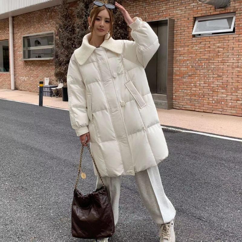 

0 хлопковая куртка женская средней длины до колена сезон пуховик свободного кроя 3XL белый