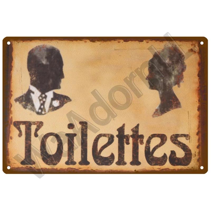 Plakát plechová cedulka WC WC Plakáty Vintage Nástěnné Plakáty Plechová cedule Dekorativní talíř Kuchyně Plakát Kovové Vintage dekorace Příslušenství