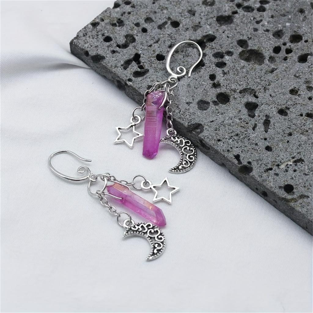 Gothic Stil Mond Sterne Künstliche Quarz Kristall Anhänger Baumeln Ohrringe Hexe Schmuck Halloween Party Zubehör Ohrringe Haken Ohrringe Für Frauen
