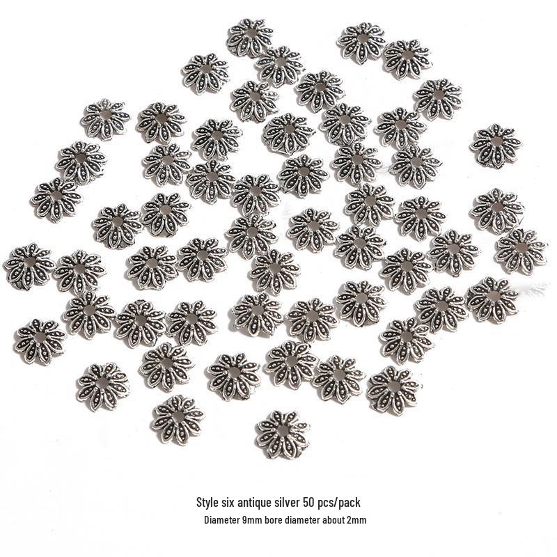 Handmade Antique Silver Flower Spacer Beads for DIY Bracelets & Hair Accessories