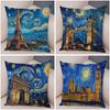 New York Paris London Rom Kissenbezug Dekor Sternenhimmel Kunst Doppeldruck Kissenbezug Weicher Plüsch Kissenbezug für Sofa Zuhause Auto