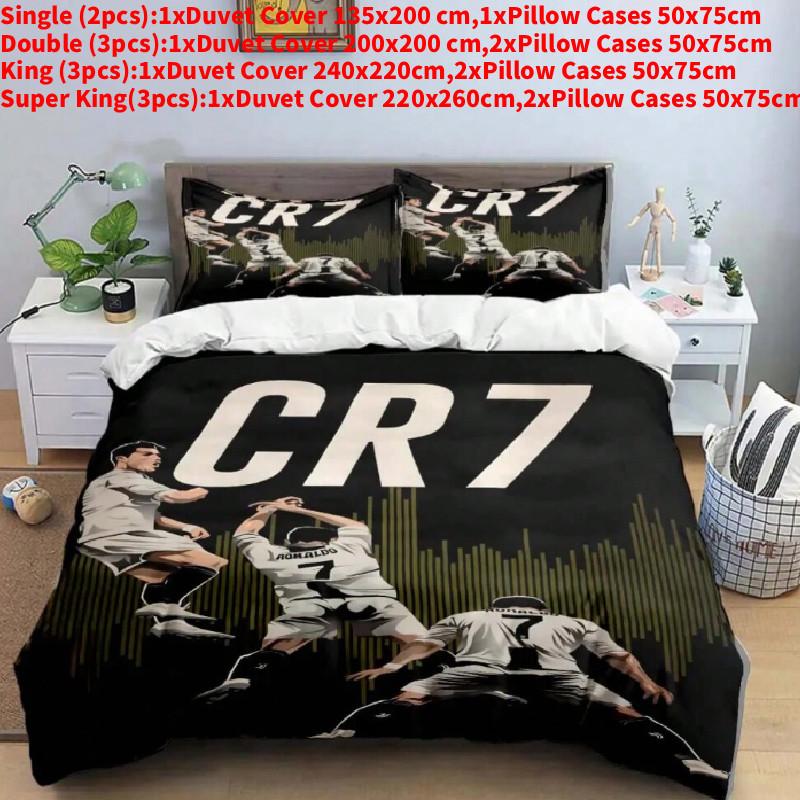 

Football Digital Ronaldo Printing Duvet Cover Pillowcase Bedding Set For Bedroom Style F,135X200cm
