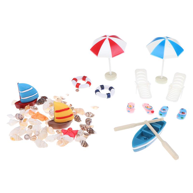1:12 Dollhouse Miniature Deck Chair Beach Umbrella Boat Shell Kits Decoration