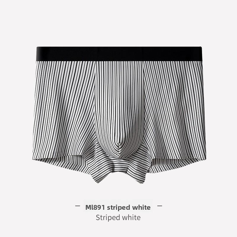 Men's Summer New Style Striped Silk Breathable Seamless Midriff Briefs