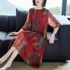 Middle-aged mother mesh dress 2026 summer new large-size women's clothing medium and long loose belly covering and thin skirt