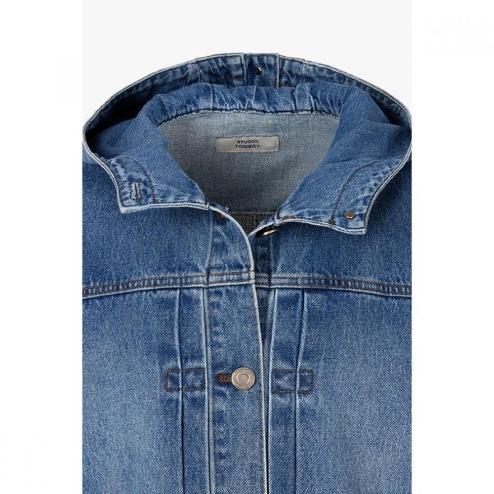 Studio Tomboy Button Detail Denim Hoodie Jumper 9106313001