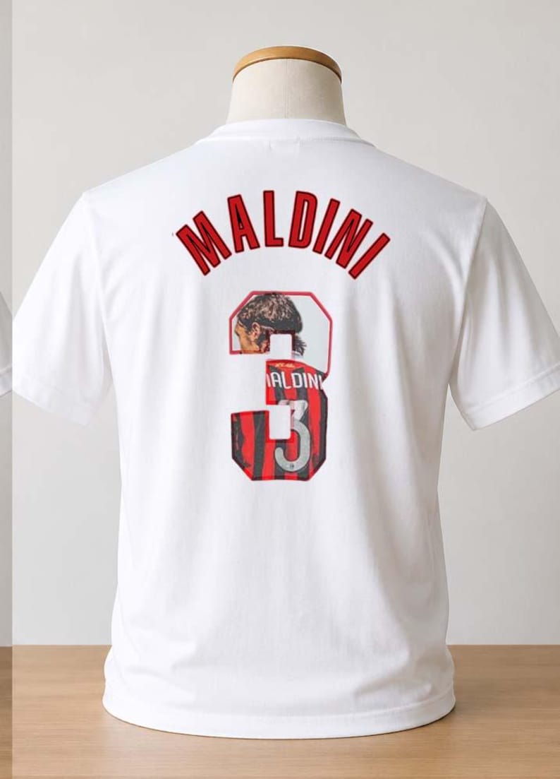 paolo maldini ac milan cartoon shirt graphic number white color 4XL