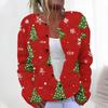 New Christmas 3D Print Faux Fur Knit Cardigan Coat