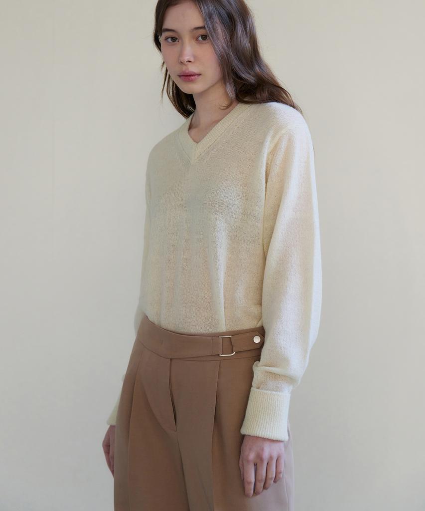 Deuloupisumeon Mohair V-Neck Sheer Knit [Black]
