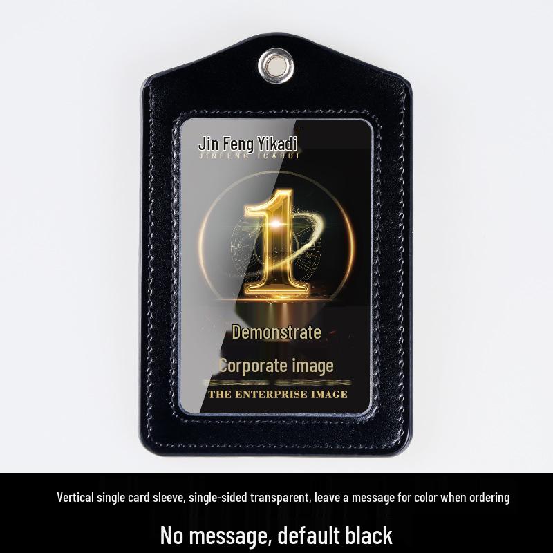 Genuine Leather Badge & ID Card Lanyard Holder for Bus Access Card