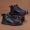 Men's Genuine Leather High-Top Casual Shoes: Non-Slip, Thick-Sole, Warm Velvet Lining, Perfect for Winter & Outdoors