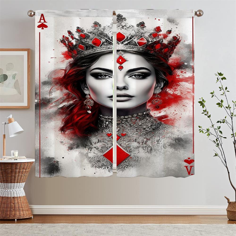 

Poker and Beauty Blinds Curtains Living Room Decoration Bedroom Curtains 2 Pieces Shade Curtain Tiebacks Tulle in Kitchen Blind W50xH70cmx2pcs-CL
