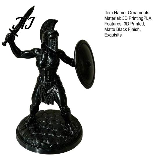 Detailed Muscle Armor Figurine 3D Printed Female Gladiator Statue, Spartan Woman Warrior with Collectible Statue Shield, Historical Desktop