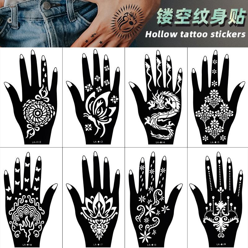Hollow Tattoo Sticker Waterproof Indian Hannah Tattoo Template Hand Painted Diy Painted Hand Tattoo