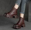 2026 New Retro Vintage Martin Boots Full Cowhide Thick Sole Height Increasing Women Boots