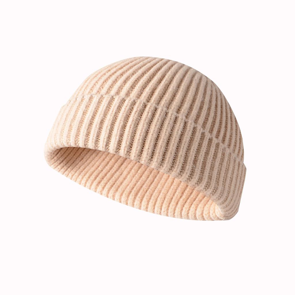 Custom Knit Cuffed Wool Slouchy Beanie,Streetwear Private Woven Label Logo Beanies,Fisherman Skull Hats Winter Cap