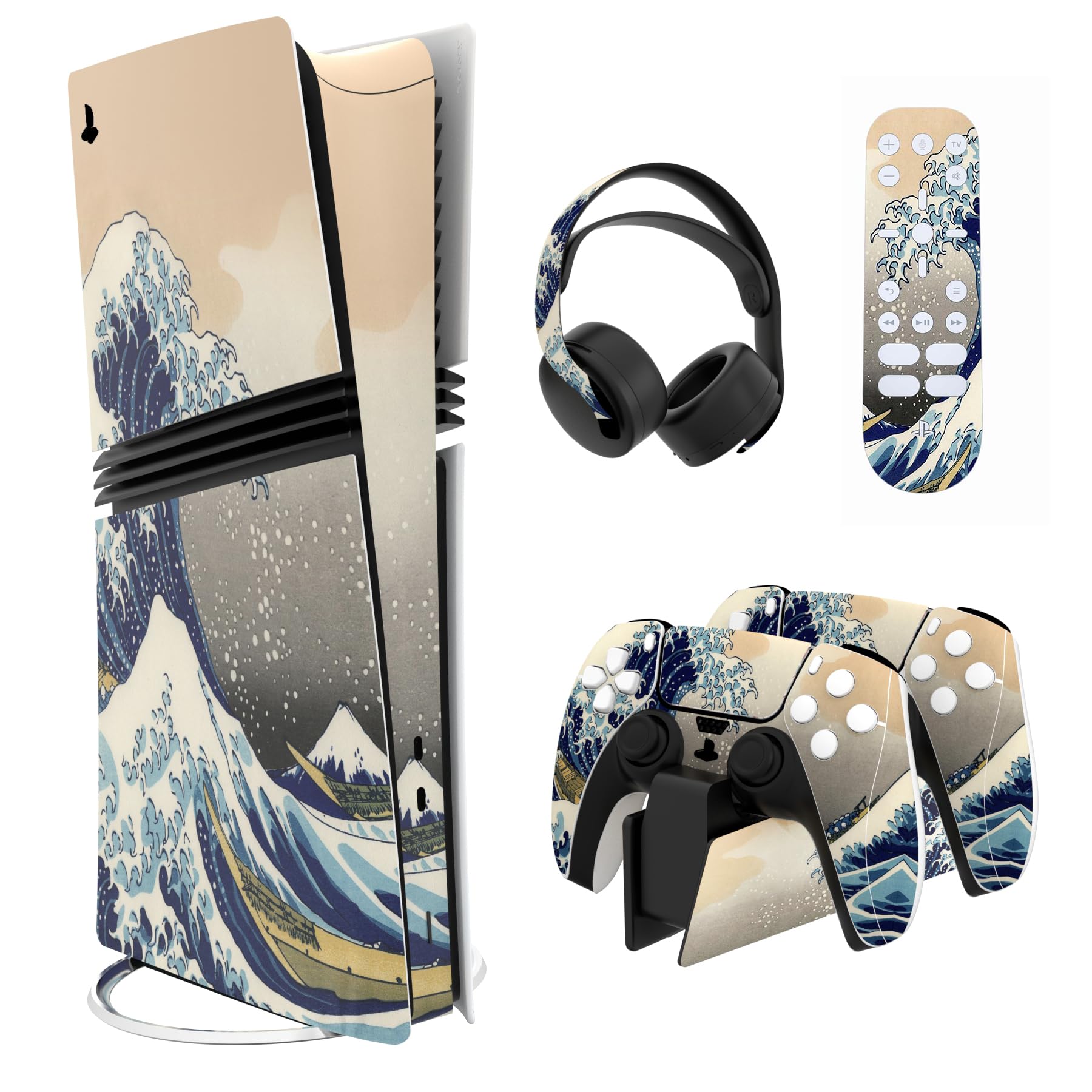 

PlayVital ps5 Pro основний корпус Повний набір кастомних наклейок для цифрового та дискового зарядного пристрою медіа пульта дистанційного керування наклейка обкладинка Відмінно сумісний,