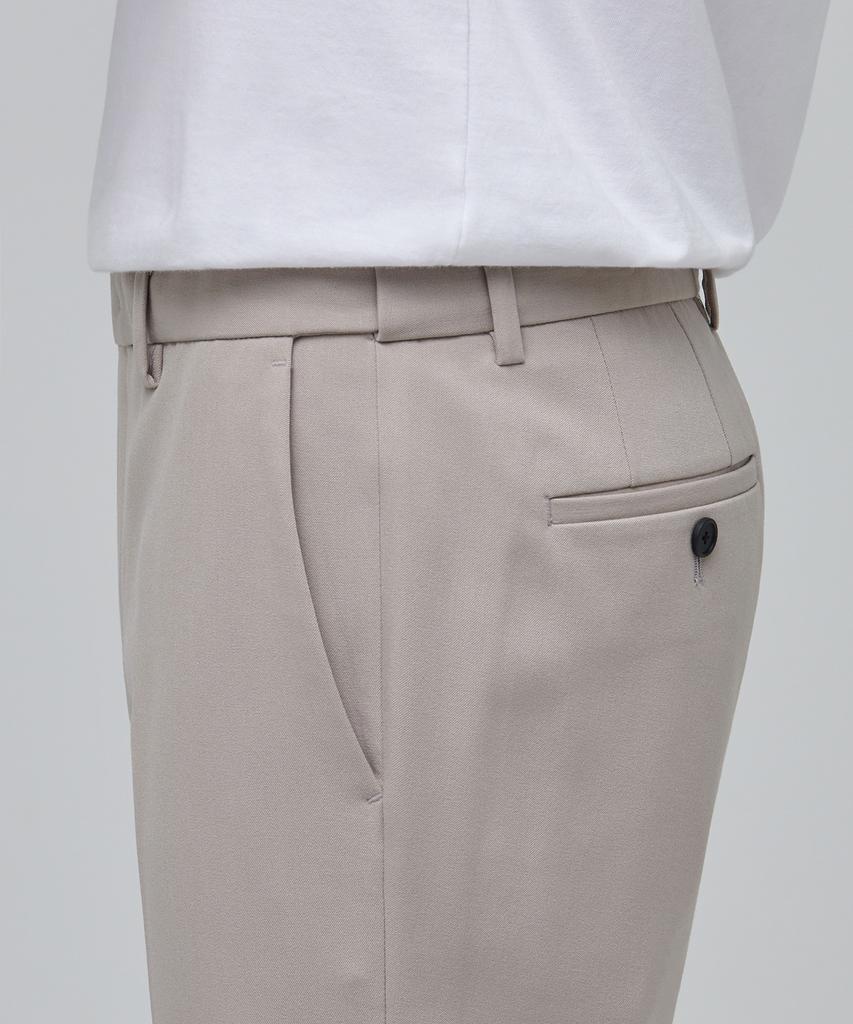 MUSINSA STANDARD Tapered Hidden Elastic Waist Length Slacks [Light Beige]