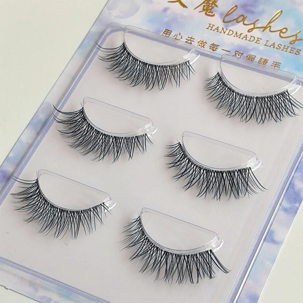 Fluffy Thick Cat Eye Eyelashes Natural Fake Lashes Handmade False Eyelash  Women's Beauty