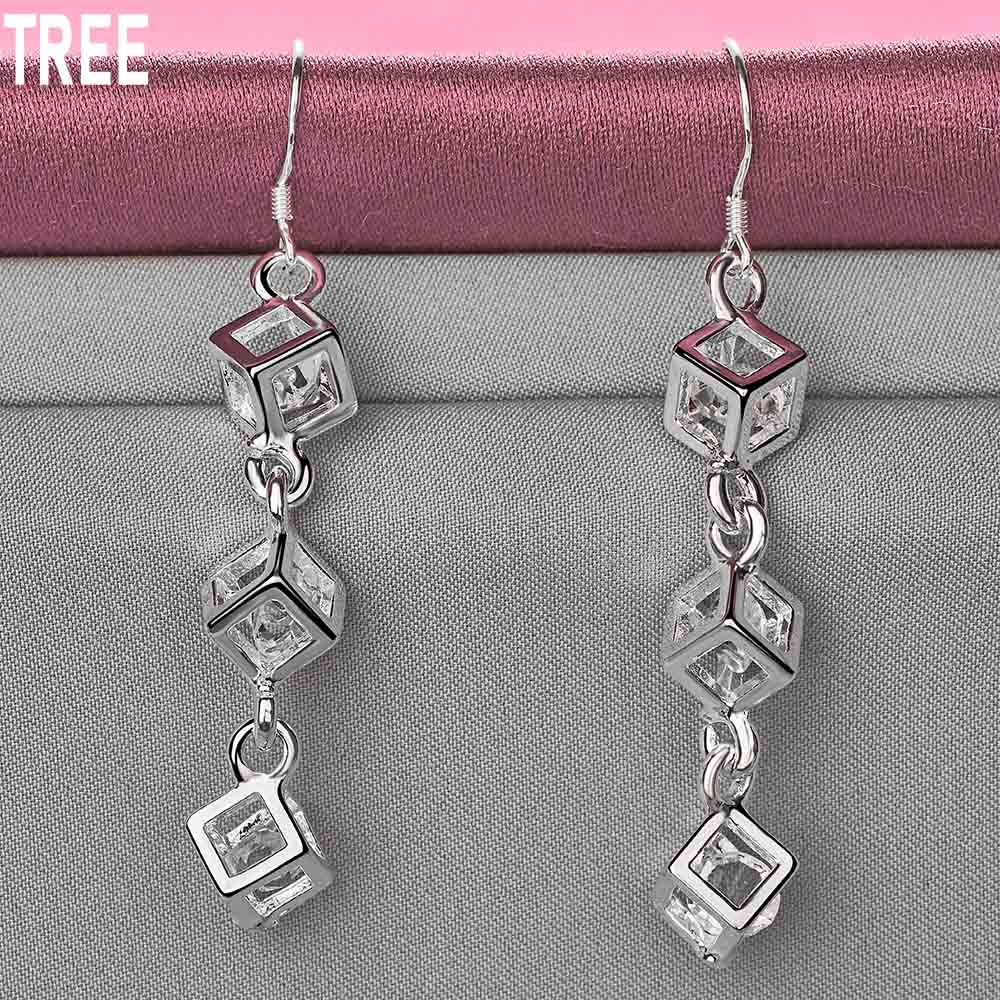 925 Sterling Silver Bílý kámen AAA Zirkon Přívěsek Piercing Náušnice Módní Svatební šperky