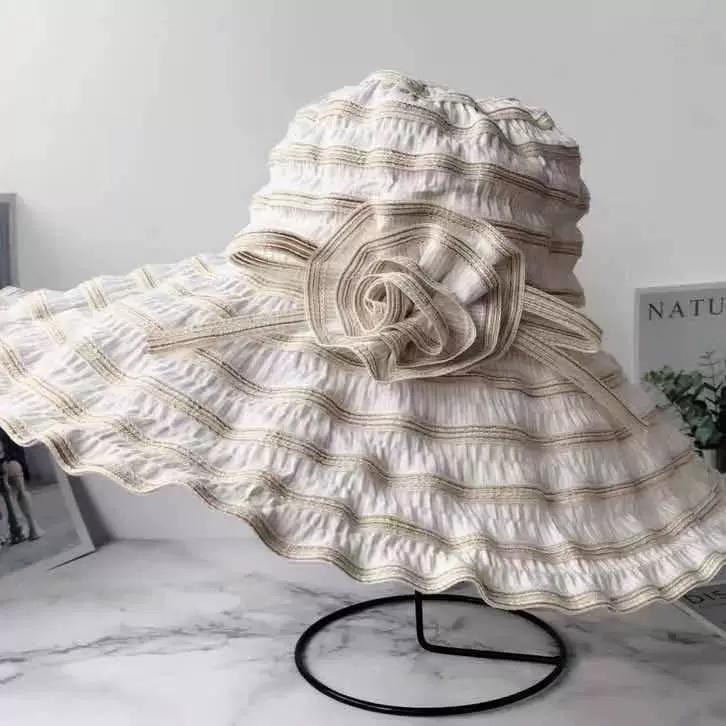 

WTEMPO 2 шт. модные женские летние шляпы однотонные банты с цветочным узором большие широкополые шляпы с защитой от УФ-излучения регулируемые женские пляжные солнцезащитные шляпы 2pcs