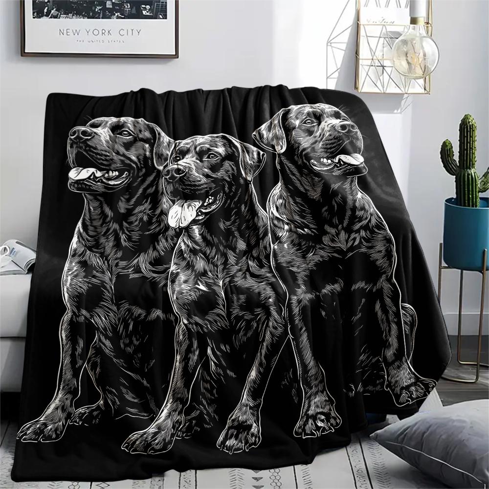 Schwarzer Rottweiler, Muster Flanelldecke, Hohe Qualität, Bequem für alle Jahreszeiten, Heimdekoration, Wärme und Komfort, Perfekt für Geschenke.
