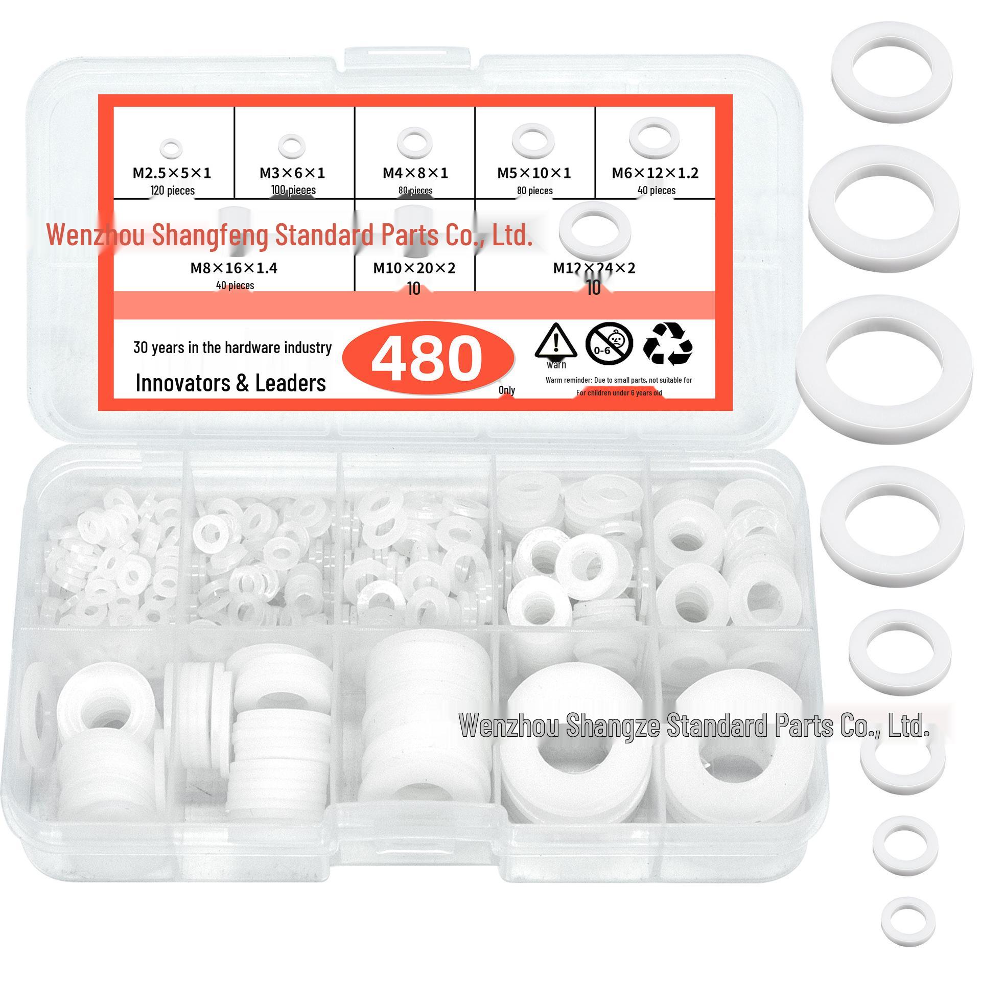 Белая Нейлоновая Плоская Шайба-Прокладка - Пластиковая Шайба для Винта