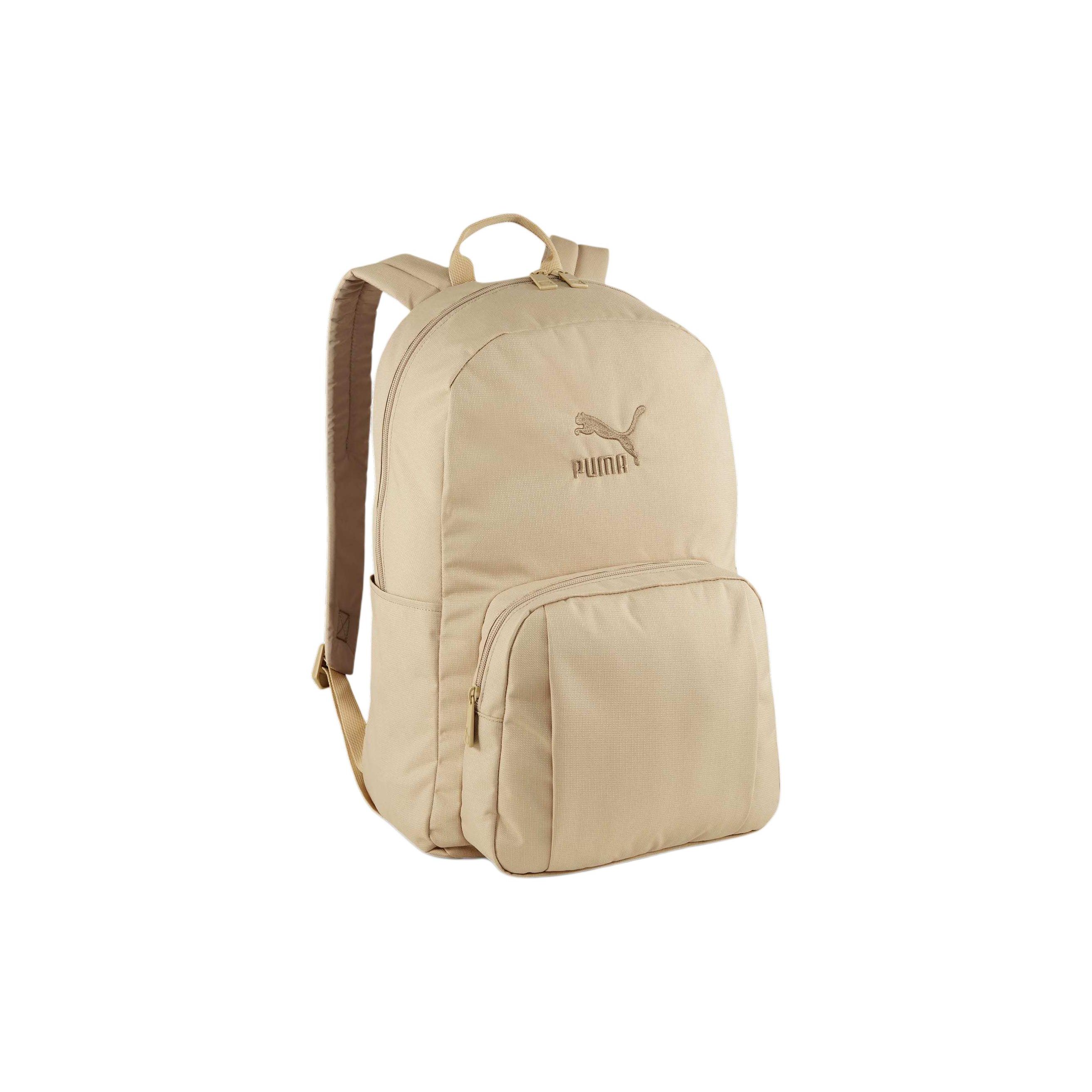 Puma Mochila Sports Casual Solid Color Large Capacity Zipper Closure Nylon Backpack Unisex Backpack Prairie-Brown 090568-07 Grassland Tan