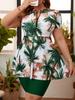 Women's Plus Size Floral Tankini with Capri Skirt