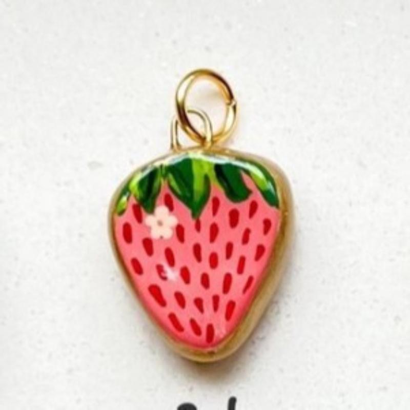 Colorful Dopamine Pendant With Oil Droplets Cute Strawberry Crab Heart Shell Pattern Diy Pendant Charms For Jewelry Making