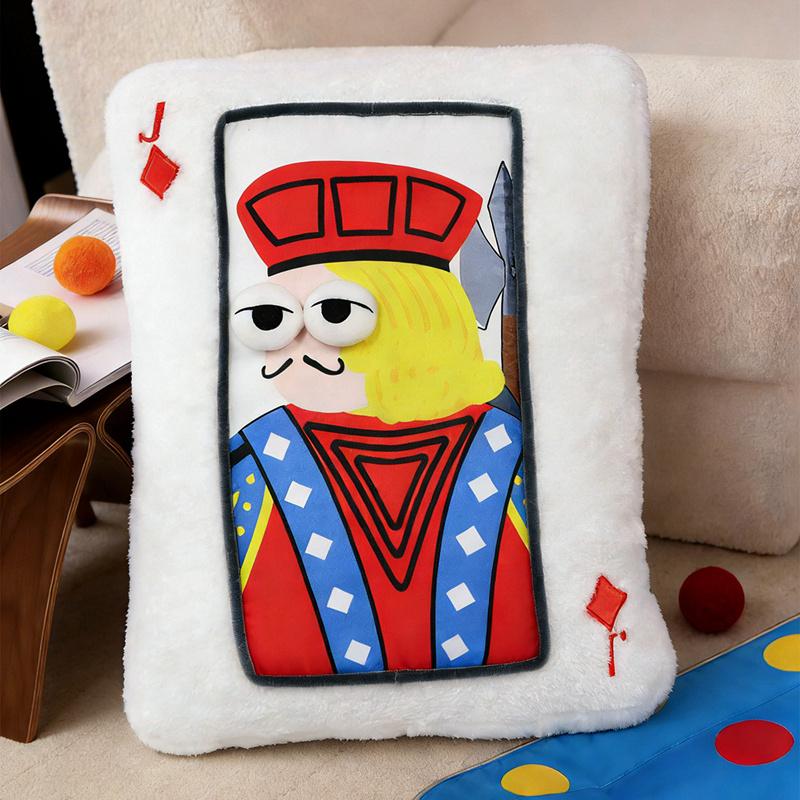 40Cm Funny Playing Card Plush Pillow Stuffed 3D Eyes King Queen Jake Big Joker Seat Cushion Back Head Support Plushie Decor