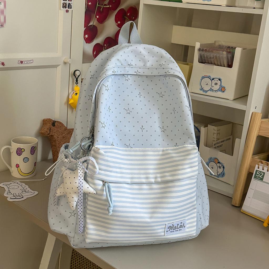 Schoolbag Cute Plaid Polka Dot School Bag Schoolgirl Junior High School Small Fresh Backpack Lace Sweet Girl Lightweight Backpack