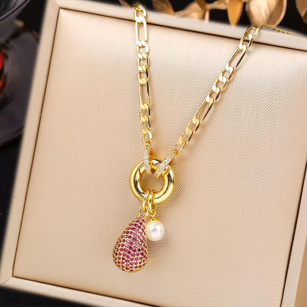 6 Farben Klassischer Glänzender Zirkonia Wassertropfen Komma Anhänger Schlüsselbeinkette Neuer Trend Frau Mädchen Täglich Party Luxus Halsschmuck