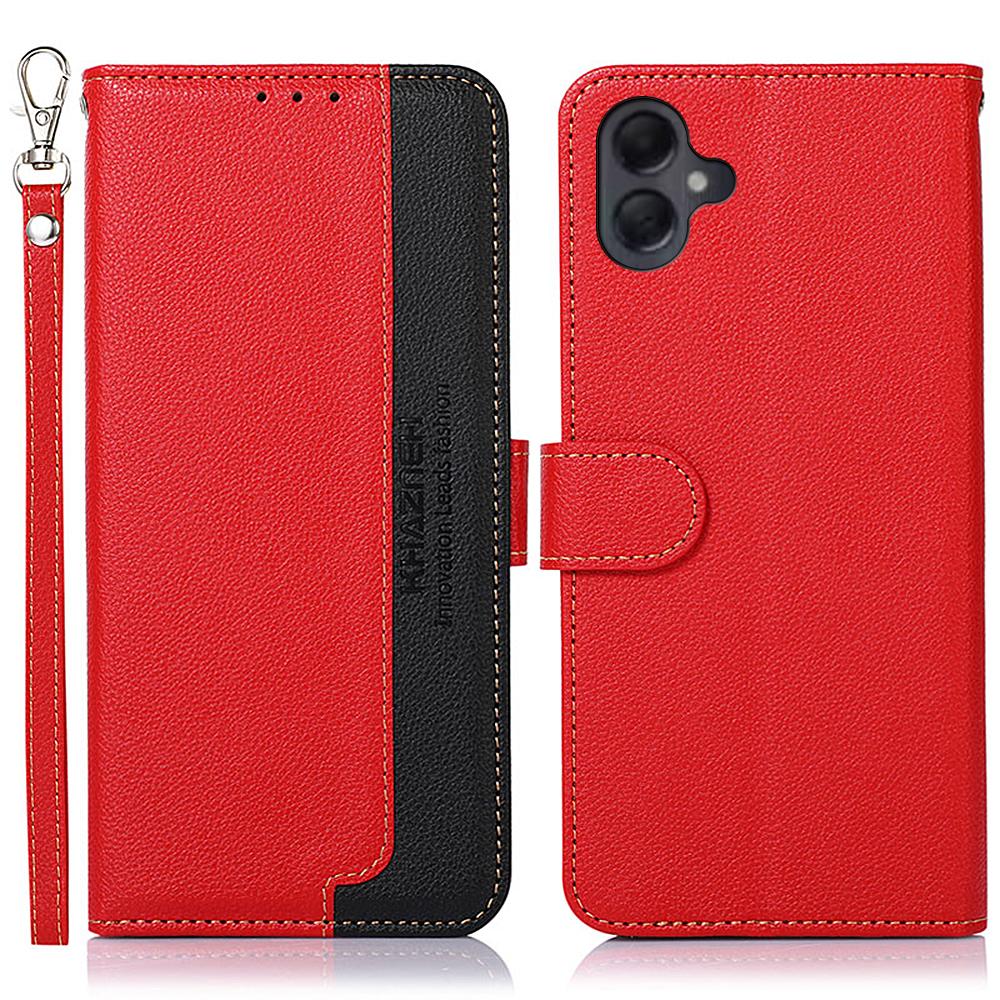 

KHAZNEH For Samsung Galaxy A06 4G Case RFID Blocking Wallet PU Leather Phone Cover Red