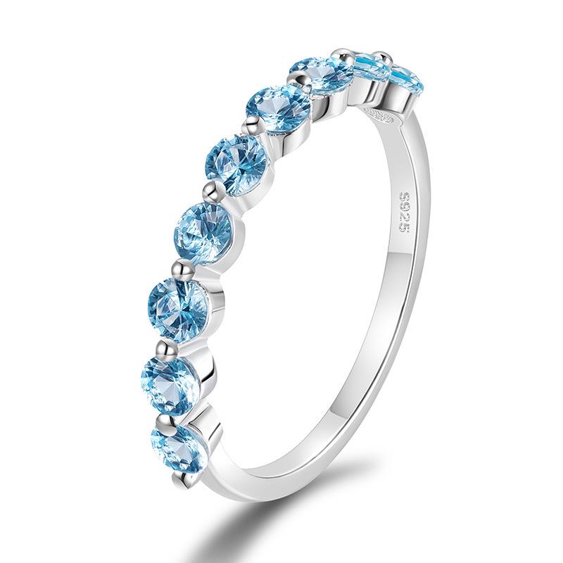

Sea Blue Zircon Sterling Silver 925 Ring with High-End Feel and Niche Design US 7 серебряный