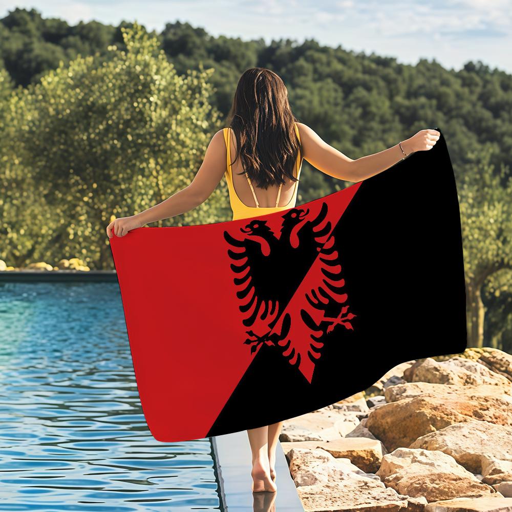 Nazione A-Bandiera dell'Albania Asciugamano Asciugatura Asciugamano da Bagno Applicabile a Nuoto Leggero Campeggio Yoga Spiaggia Fuori