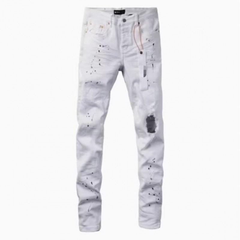 Mens Slim Fit Distressed Denim Jeans With Embroidered Patch Vintage Ink Wash Stretch Cotton Streetwear Style