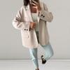 Women Winter Woolen Coat Oversized Thick Casual Long Sleeves Solid Color Top Autumn Loose Single Breasted Lapel Collar Jacket