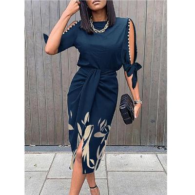 Women's Half-sleeved Printed Dress for Women's Round Neck Shoulder Party Loose Dress Clothes Sale