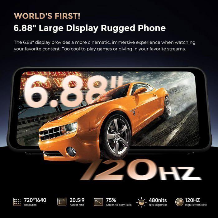 Téléphone Portable Incassable 5G FOSSiBOT F112 Pro 24Go+256Go 6.88” Smartphone Robuste Android 14 7150mAh 50MP Dual SIM/NFC Vert