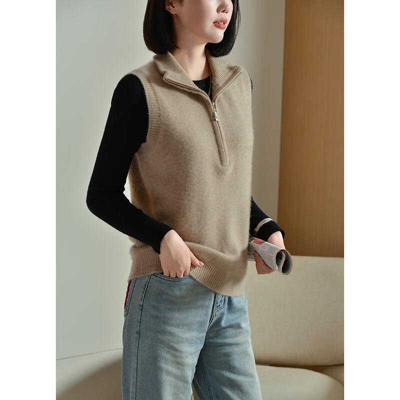 Women's 100% Wool Sleeveless Turn-down Collar Vest
