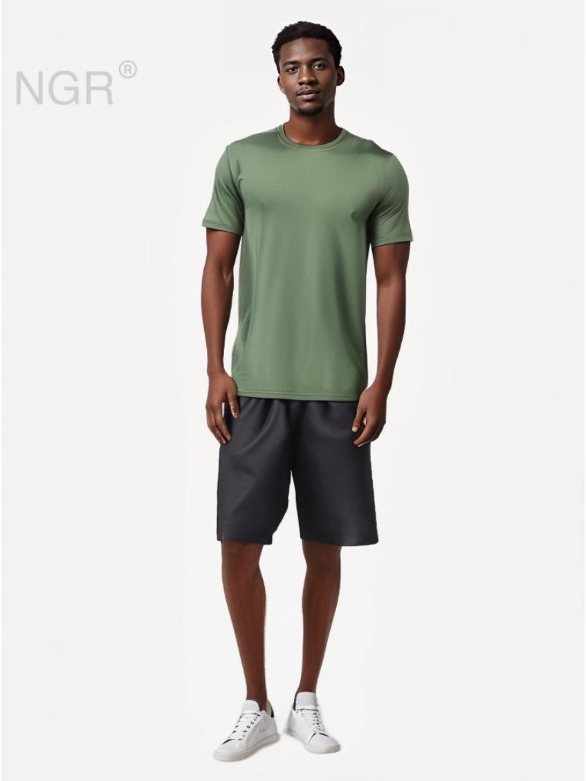 

Мужская спортивная футболка с коротким рукавом и быстрой сушкой на 2025 год для бега, фитнеса и уличного баскетбола Large зелёный