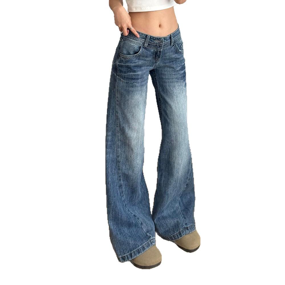 2025 Autumn Slimming Low-Waist Japanese Korean Wide-Leg Women's Casual Denim Jeans