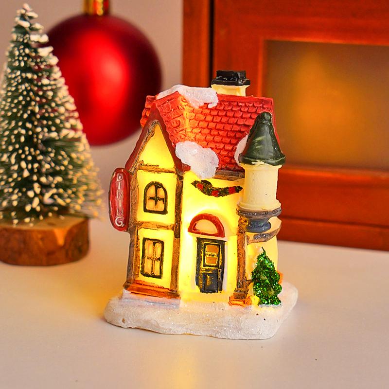 1 szt. Świecąca ozdoba domu Festiwal Ciepłe oświetlenie Dekoracja domu LED Pokrywa śnieżna Rękodzieło Figurka statuetka Boże Narodzenie Romantyczny
